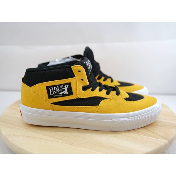 VANS Half Cab Bruce Lee Taxi Yellow Suede‎ 2 Sets Laces PopCush Shoes Men's 8 - Picture 1 of 9